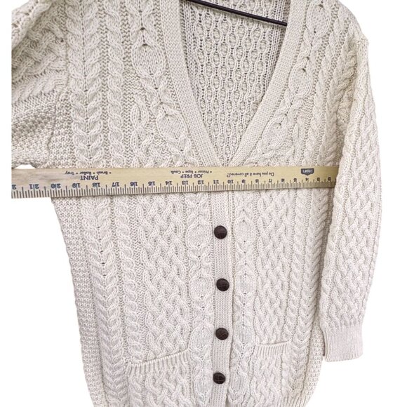 Aran Crafts XL Irish Cable Knit Cardigan Sweater 100% Merino Wool Cream - Picture 7 of 10